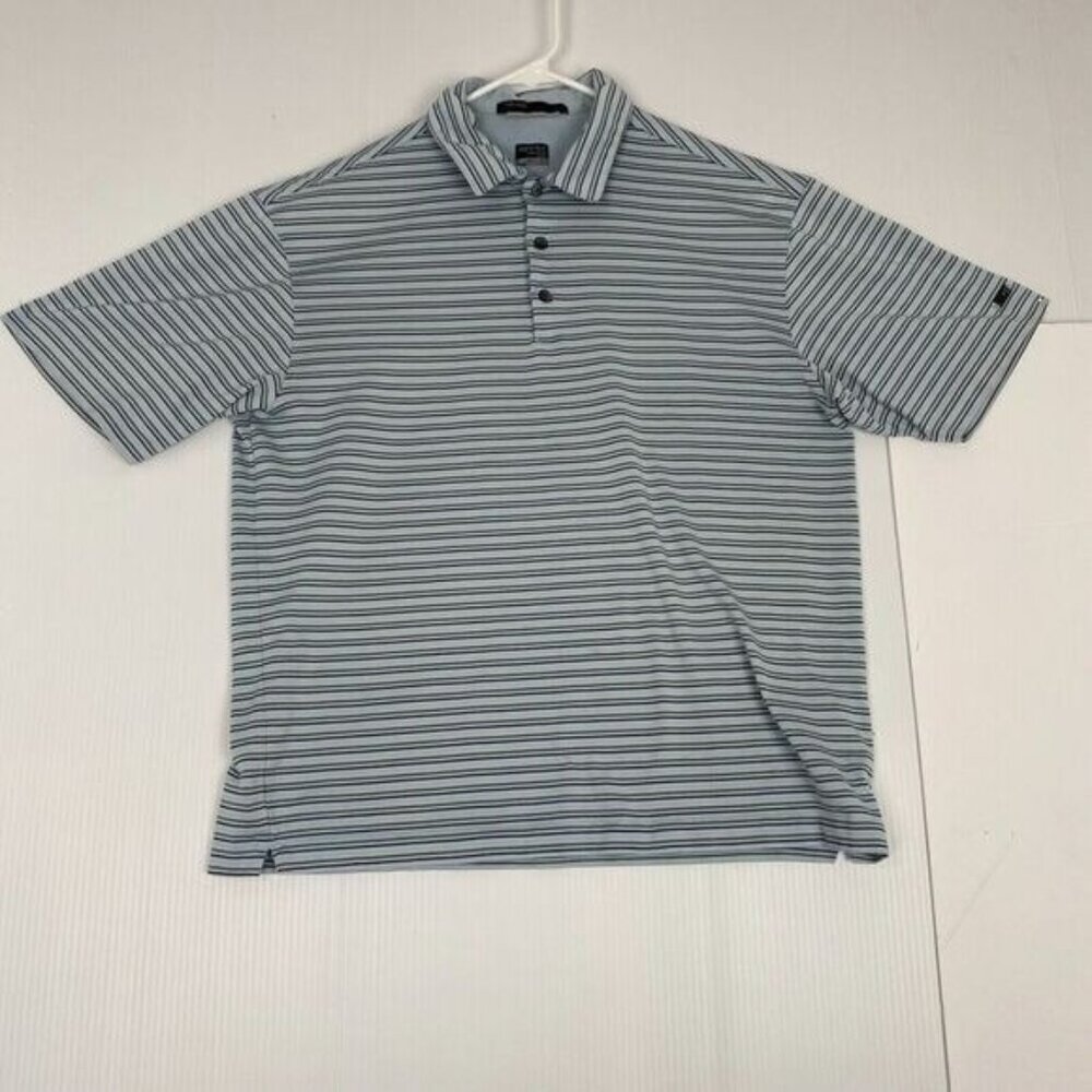 Nike Tiger Woods Collection Mens Short Sleeve Dri Fit Golf Polo Size M Striped